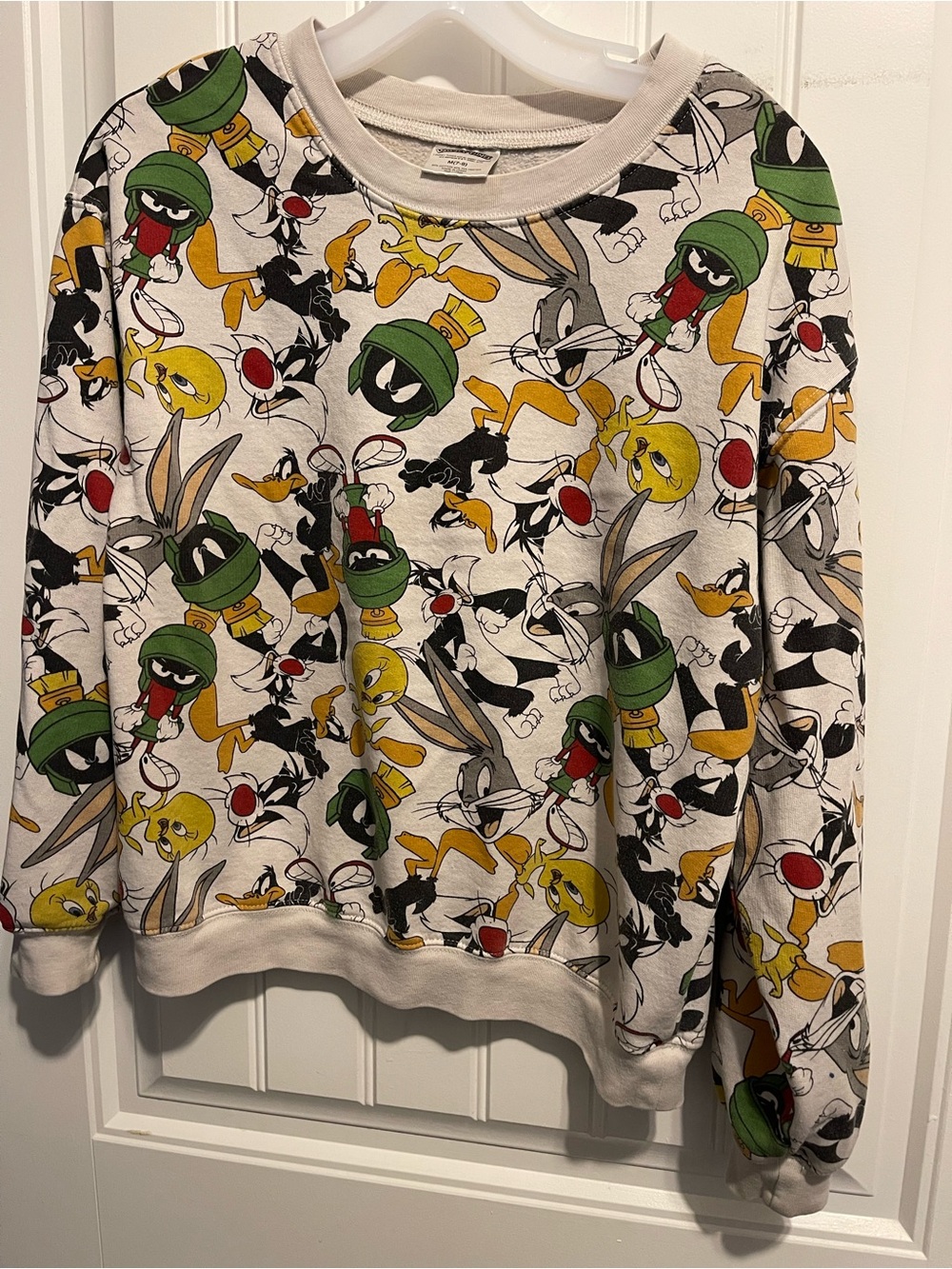 Graphic Looney Tunes Crewneck Sweater - White with Multi-Color Print